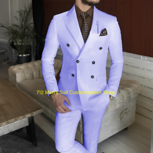 Violet Suit for Men Wedding Groom Tuxedo Double Breasted Jacket Pants 2-Piece Set Slim Fit Blazer Formal Suit