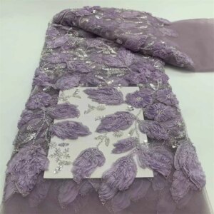 2024 New African Nigerian French High Quality 2024 Hot Sale Lace Fabric With Beads Sequins Bride Party Wedding Embroiderg Dress