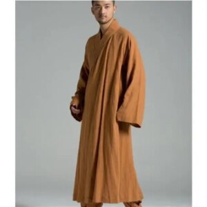 High Quality Cotton Linen Monk Costume Meditation Lay Buddhist Clothes Thailand Summer Cool Washed Unlined Long Gown-
