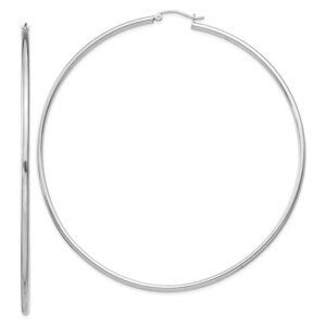 Sterling Silver Rhodiumplated 2mm Round Hoop Earrings