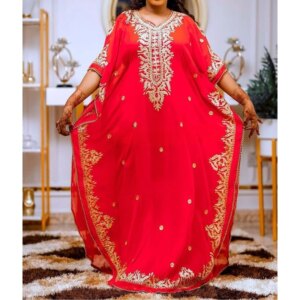 Red Fashion Moroccan Dubai Kaftans Farasha Abaya Dress Very Fancy Long Gown