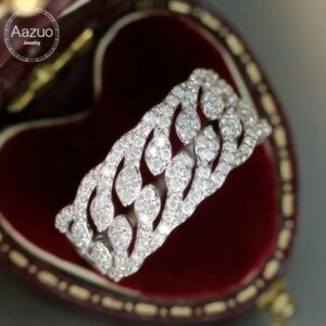Aazuo Real Luxury Jewerly 18K White Gold Natural Diamonds 0.60ct Width 9.6M Lines Rings Upscale Trendy Senior Party Fine Jewelry