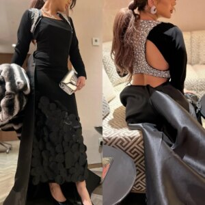 Customized Exquisite Formal Square Collar Ball gown Beading Sequined Appliques Floor-Length Satin Evening Dresses