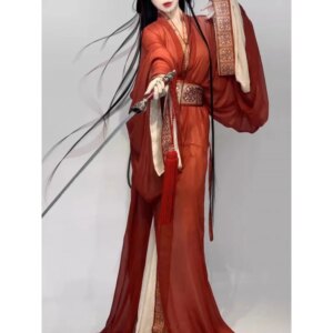 New Chinese Style Han Costume Women’s Warring States Robe Trailing Straight Dancing Dress