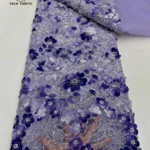 French Embroidered Tulle Lace With Sequins Beads High Quality African Mesh Lace Fabric Elegant Women’s Luxury Party Dresses 2024