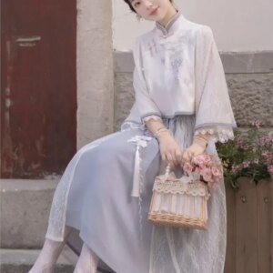 Original Hanfu Women’s Ancient Style Improvement New Chinese Top Half Skirt Qipao Dress Hanfu 2-piece Set