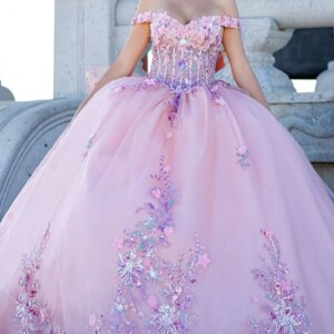 Pink Quinceanera Dresses Off Shoulder Ball Gown Sweet 16 Dress Applique Lace Beads Bow Tull Birthday Party Vestidos 15 De Anos