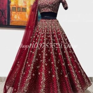Burgundy Bridal Lehenga Wedding Dress Sparkling Exquisite A-Line Long Women’s Two Piece Indian Bridal Evening Gowns custom