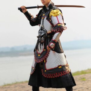 Chinese Ancient General Armor Fish Scale Tang Dynasty Stainless steel Officer Sliver Iron