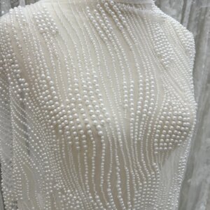 Luxury Multi Size Bead Pearl Tulle Embroidery Is Suitable For Fabric Design Of High-End Wedding Dress Private Address Clothing
