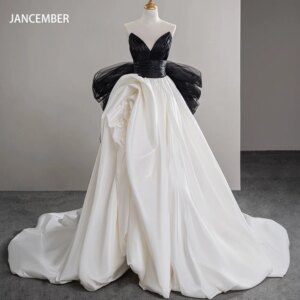 Sequins Strapless Evening Dress Prom Dresses Sleeveless Princess A-line White and Black Elegant Bow Sweet 16 Dress Vestidos