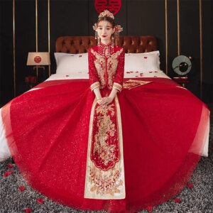 Xiuhe Dress Bride 2024 New High Luxury Chinese Wedding Toast Heavy Industry Large Swing
