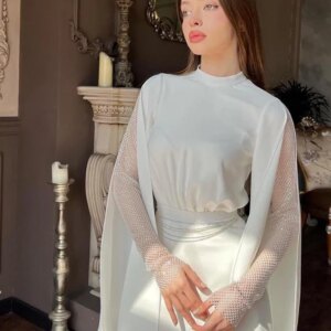 Customized Simple High Quality Classic Jersey Tassel Pleat Sash A-line High Collar Long Dresses Evening Dresses Fashion Modern S
