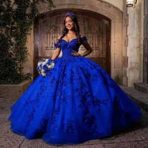 Customized Royal Blue Quinceanera Dress 2025 Ball Gown Sweetheart 3D Floral Lace Sweet 16 Dress Vestidos De 15 Quinceañera Party