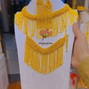 New Dubai High end 24K Gold Plated Necklace, Earrings, Bracelets, Romantic Wedding Party Jewelry Set for Women DD10531