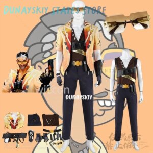 Tejo 코스프레 Anime Game VALORANT Costume Sexy Orange Deep V Shirt Pants Summer Sunglasses Cool Daddy Tejo Suit Cos Customized