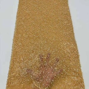 2025 New African French Nigerian High End Lace Fabric With Beads Sequins Mesh for Embroidery Wedding Party Bride Sewing Dress
