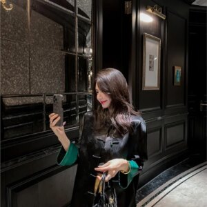 New Chinese style jacquard acetic coat women’s loose disc top