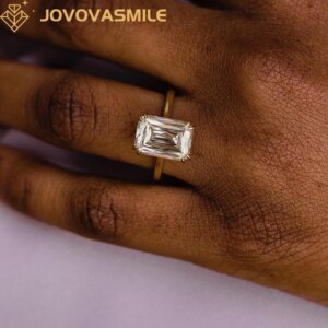 JOVOVASMILE Vintage White Moissanite Wedding Rings 5.5 carat 12×8.5mm X-Facet Cut Center 14k Yellow Gold Solitaire Rings Women