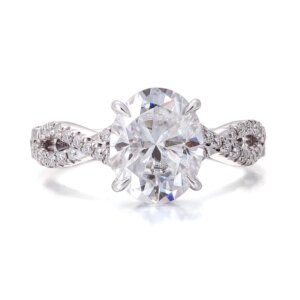 Provence 10K Moissanite Oval Cut Twisted Rings for Women Hide Halo Anniversary Ring with GRA D Color VVS 3CT Custom Jewelry