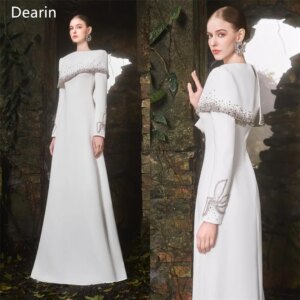 Customized Evening Dress Prom Gown Formal Women Dearin Scoop Neckline A-line Floor Length Skirts Draped Beading Bespoke Occasion