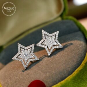 Aazuo Fine Jewelry Natrual Diamonds 0.50ct FG Color Luxury Star Real 18K Gold Stud Earrings Gifted For Women Wedding Party Au750