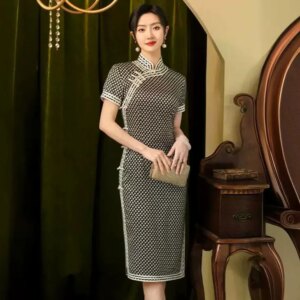 High-End Handmade Quality Real Silk Cheongsam Qipao Dress Summer Women’s Improved Chinese Style Chi-Pao