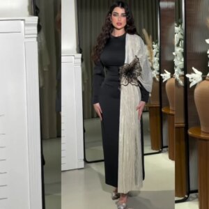Customized Evening Satin Draped Flower Party A-line O-Neck Bespoke Occasion Gown Midi es Saudi Arabia