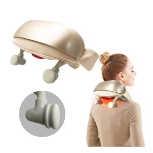 6D Battery Electric Wireless Pulse Neck and Back Massager With Heat Premium Massage Product