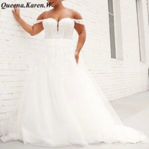 Elegant A line Wedding Dress off shouler lace applique bride dress robe de mariee A line Wedding Bridal Gown