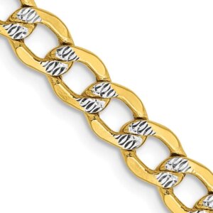 14K 24 inch 5.2mm SemiSolid with Rhodium Pav Curb with Lobster Clasp Chain