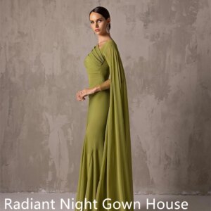 Customized  Temperament Green Chiffon Evening Dress Exquisite Long Sleeves Shawl Zipper Back Mermaid Bespoke Occasion G