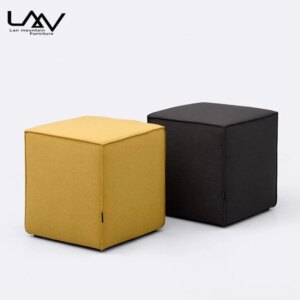 Modern Living Room Bedroom Footstool Furniture Fabric Cube Ottoman Stool Multiple Color Options