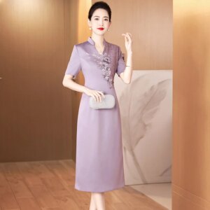 Light Purple Mother Of The Bride Dresses Elegant A-Line Tea-Length Women Wedding Party Gowns