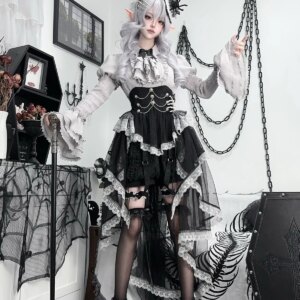 New industrial style Gothic Halloween dark CosPlay Lolita girl dress Fashion personality street super cool retro court suit