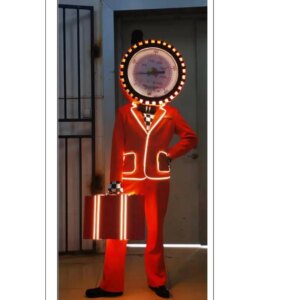 Red Clockmaker Turntable Headwear Christmas Costume nightclub bar dance armor Modern Singer Party Show Outfit