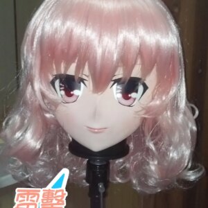 (KM9185)Top Quality Handmade Female Resin Full Head Cosplay Japanese Role Play Yuyuko Anime Kigurumi Mask Crossdresser Doll