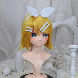 Customize Character Female/Girl Resin Kig Full Head With Lock Anime Cosplay Japanese Anime Kigurumi Mask
