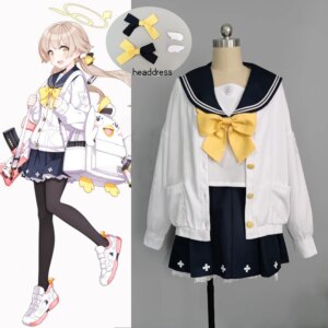 Game Blue Archive cos Ajitani Hifumi Cosplay Cute Plaid Skirt Two Color Bow tie Female Sailor Costume B