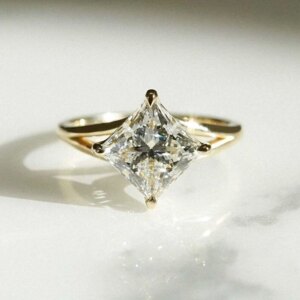 2CT E Color VS1 Princess Cut 14K Yellow Gold Lab Grown Diamond Engagement Wedding Ring CVD HPHT Lab diamond With IGI certificate