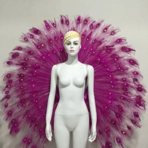 Atmospheric performance Feather costume Exaggerated headdress Flower back plate Carnival Victorian dance catwalk 1 piece