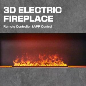 3D Virtual Fireplace with Water Mist, Realistic Holographic Flame Electric Fireplace Remote, Energy Saving, Easy to Clean
