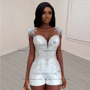 Luxury Crystals Beaded Women Jumpsuits Customized Mother Of Bride Dresses Formal Party Wedding Guest Dresses Robe De Mariee 2025