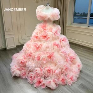 Sparkling Pink Tulle Strapless Beading Sleeveless Quinceanera Dress Birthday Party Princess Ball Gown vestido de 15 quinceañera