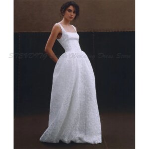 Exquisite Evening Dresses Women Square Collar Sleeveless High Quality Floor Length Customized Formal Event Wedding Prom Gowns