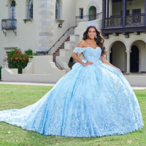 Sky Blue Shiny Quinceanera Dresses Sleeveless Crystal Sequined Ball Gown Off The Shoulder Applique Lace Corset Vestidos Para XV