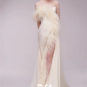 Feathers Sheath Prom Dresses 2025 Women’s Strapless Long Evening Dress Sexy High Slit Crepe Wedding Party Gowns Cocktail Dress