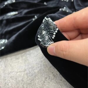 High-end light luxury heavy industry silk velvet beaded embroidery clothing fabric top coat outerwear cotton-padded