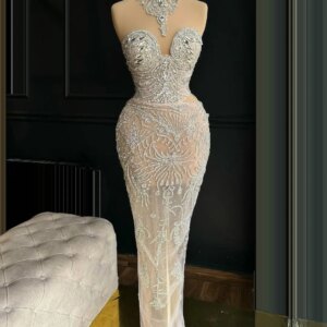 Luxurious Evening Dresses Women Elegant Crystals Beaded Cut Out Party Dress Customized Size