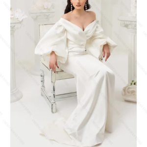 Elegant Pure White Off The Shoulder Prom Dress Fashion Party Floor Length Lady High-end Formal Evening Gowns